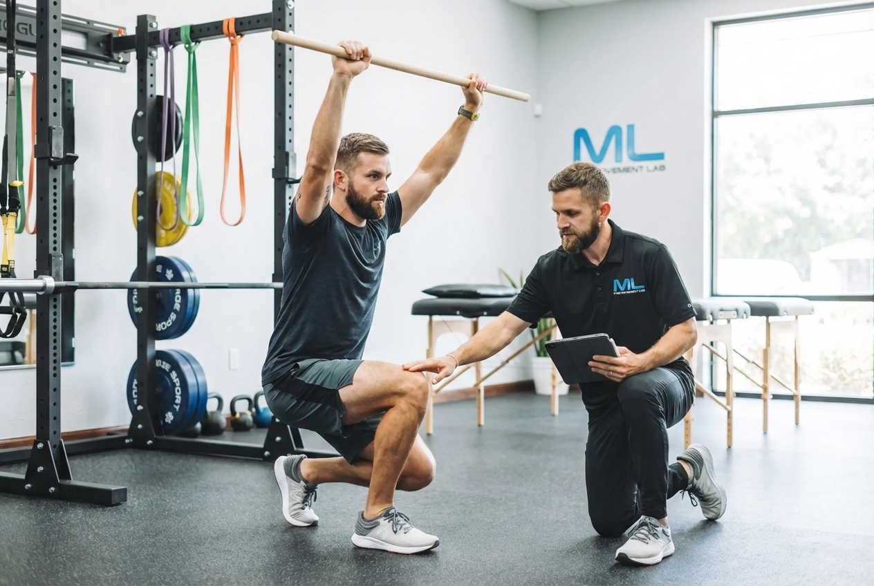 Patient working with a provider at a running physical therapy clinic in Edmond